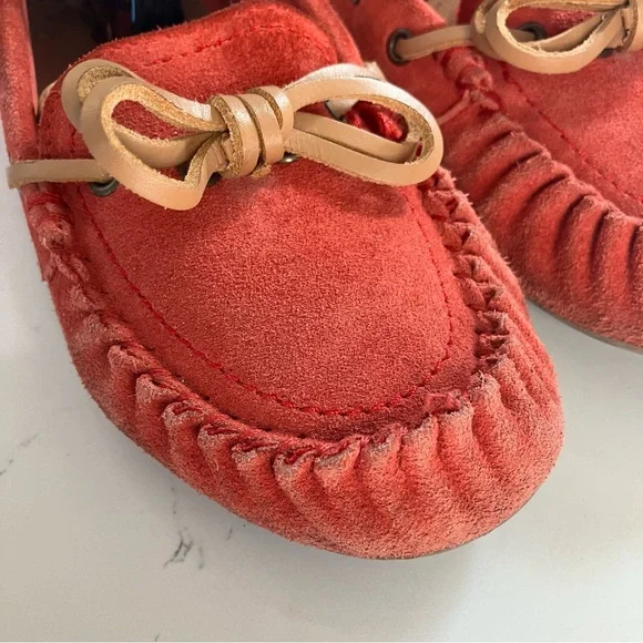 Lucky Brand Abelle 2 Wmns 8 M Suede Red Orange Moccasin Driving Loafer Boat Shoe - Picture 5 of 16